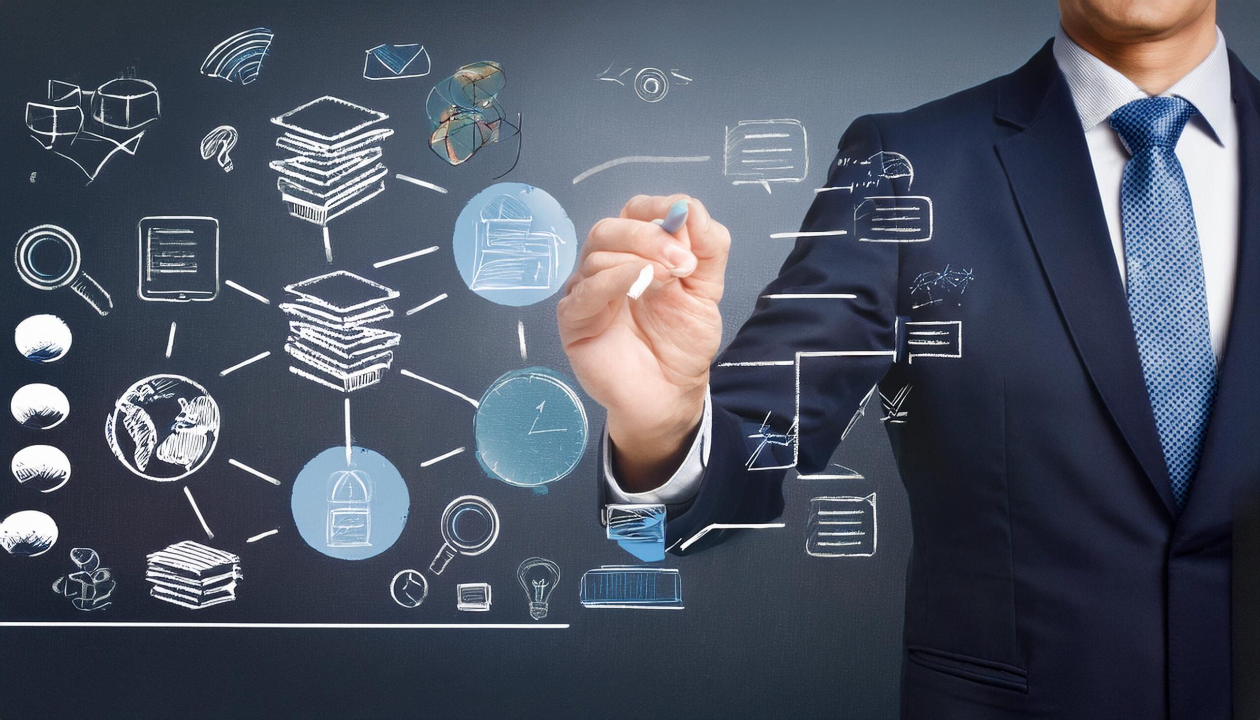 hombre de negocios diseñando estrategias